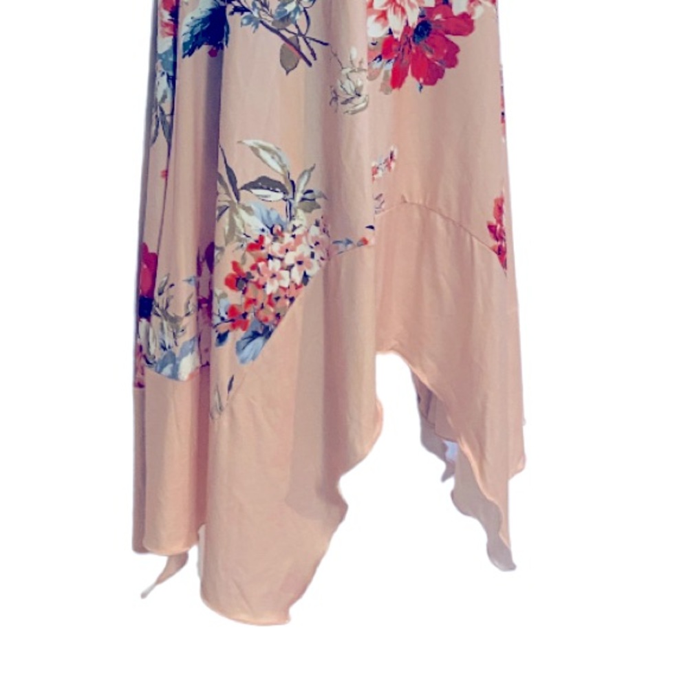 Monroe & Main Blush Peach Floral Summer Stretchy Casual Resort Cruise Day Dress - Picture 12 of 15